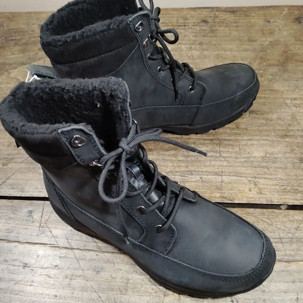 Lands End Mens 10EE Boots Black Thermolite Insulated Lace Up Shoes EC